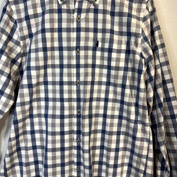 Johnnie-O Hangin' Out‎ Womens Plaid Blue/white Button Shirt Size 16 - Picture 8 of 11